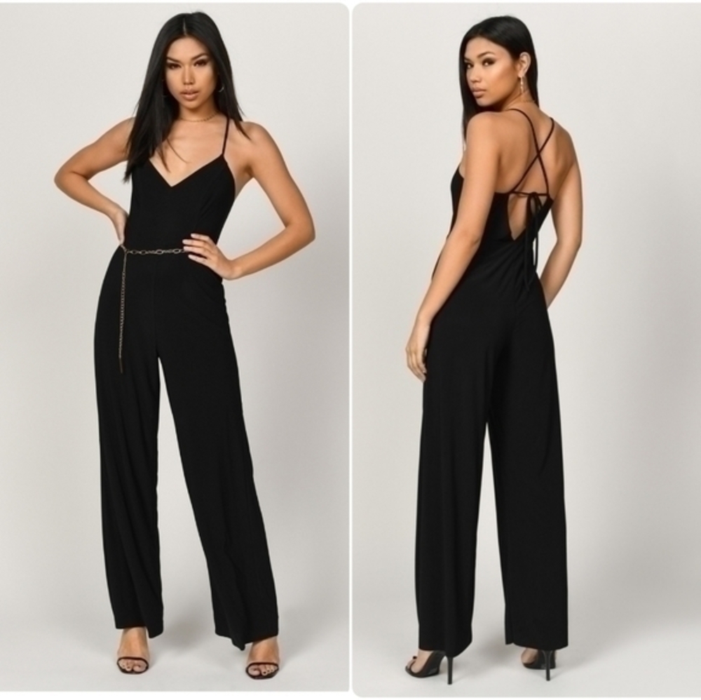 Tobi Late Night Wide Leg Jumpsuit in Black